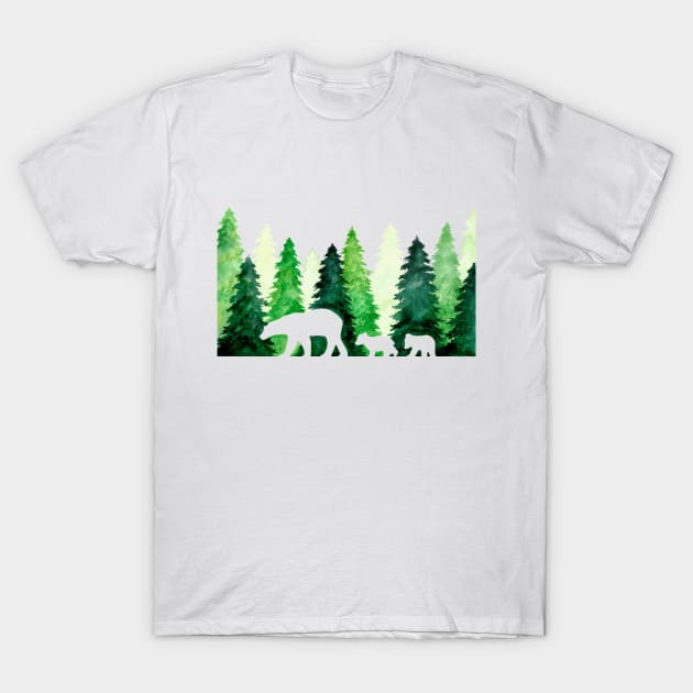 Winter Bears T-Shirt by Elizabeth Weglein Art